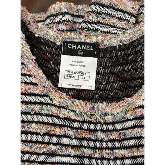 CHANEL Multicolor Striped Sleeveless Knit Dress, Size 34 Italy - Picture 10 of 15